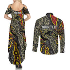 Personalized Penrith Panthers ANZAC Couples Matching Summer Maxi Dress and Long Sleeve Button Shirt Aboriginal Indigenous Poppy Panther Warrior