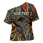 Personalized Penrith Panthers ANZAC Cross Shoulder Shirt Aboriginal Indigenous Poppy Panther Warrior