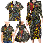 Personalized Penrith Panthers ANZAC Family Matching Long Sleeve Bodycon Dress and Hawaiian Shirt Aboriginal Indigenous Poppy Panther Warrior