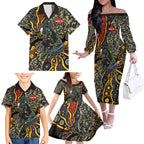 Personalized Penrith Panthers ANZAC Family Matching Off The Shoulder Long Sleeve Dress and Hawaiian Shirt Aboriginal Indigenous Poppy Panther Warrior