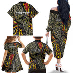 Personalized Penrith Panthers ANZAC Family Matching Off The Shoulder Long Sleeve Dress and Hawaiian Shirt Aboriginal Indigenous Poppy Panther Warrior