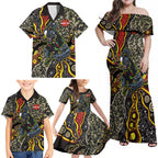 Personalized Penrith Panthers ANZAC Family Matching Off Shoulder Maxi Dress and Hawaiian Shirt Aboriginal Indigenous Poppy Panther Warrior