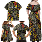 Personalized Penrith Panthers ANZAC Family Matching Off Shoulder Maxi Dress and Hawaiian Shirt Aboriginal Indigenous Poppy Panther Warrior