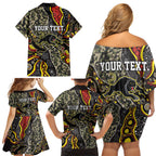 Personalized Penrith Panthers ANZAC Family Matching Off Shoulder Short Dress and Hawaiian Shirt Aboriginal Indigenous Poppy Panther Warrior