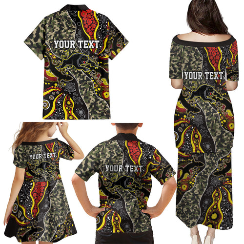 Personalized Penrith Panthers ANZAC Family Matching Puletasi and Hawaiian Shirt Aboriginal Indigenous Poppy Panther Warrior