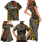 Personalized Penrith Panthers ANZAC Family Matching Short Sleeve Bodycon Dress and Hawaiian Shirt Aboriginal Indigenous Poppy Panther Warrior