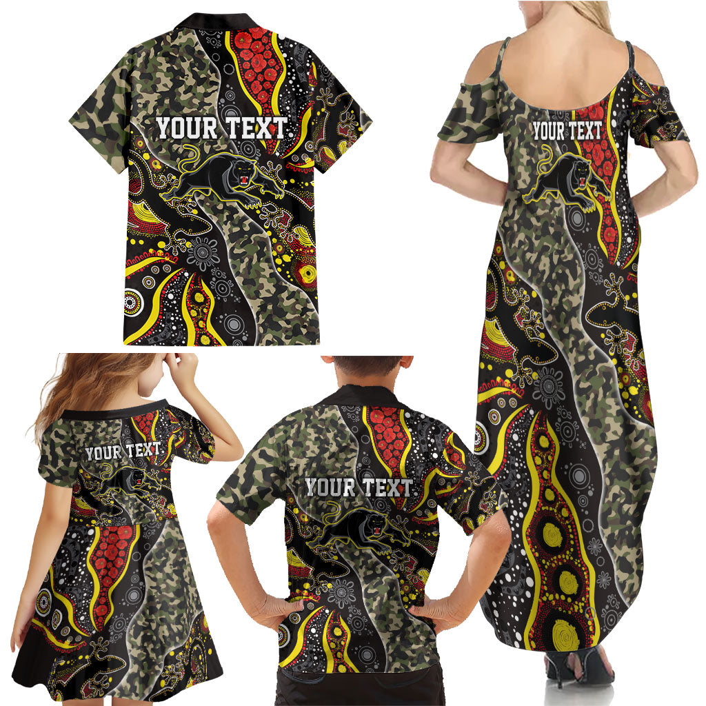 Personalized Penrith Panthers ANZAC Family Matching Summer Maxi Dress and Hawaiian Shirt Aboriginal Indigenous Poppy Panther Warrior