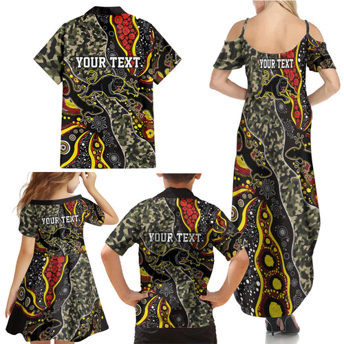 Personalized Penrith Panthers ANZAC Family Matching Summer Maxi Dress and Hawaiian Shirt Aboriginal Indigenous Poppy Panther Warrior