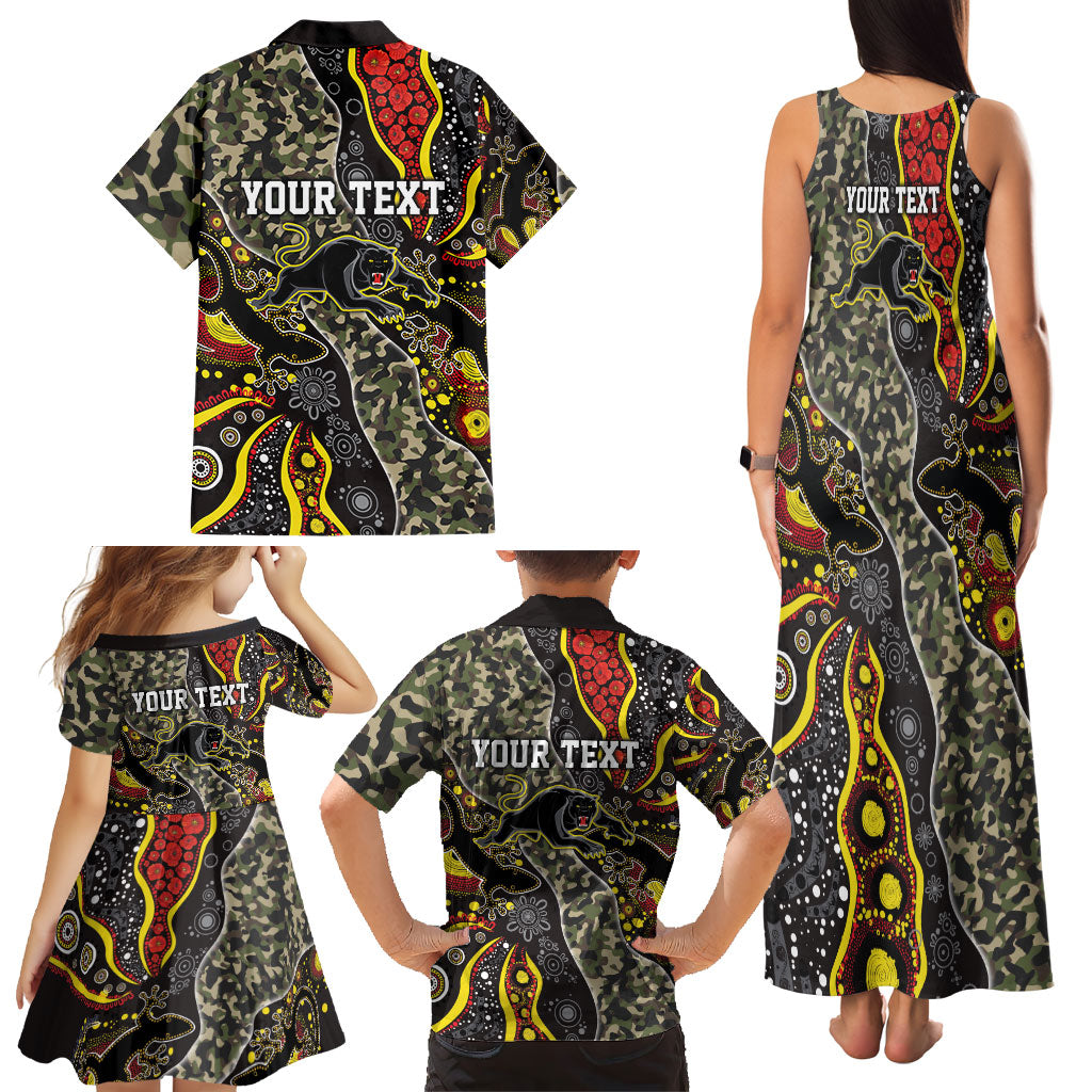 Personalized Penrith Panthers ANZAC Family Matching Tank Maxi Dress and Hawaiian Shirt Aboriginal Indigenous Poppy Panther Warrior
