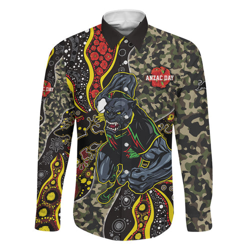 Personalized Penrith Panthers ANZAC Family Matching Tank Maxi Dress and Hawaiian Shirt Aboriginal Indigenous Poppy Panther Warrior