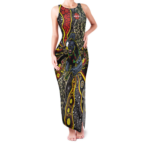 Personalized Penrith Panthers ANZAC Family Matching Tank Maxi Dress and Hawaiian Shirt Aboriginal Indigenous Poppy Panther Warrior