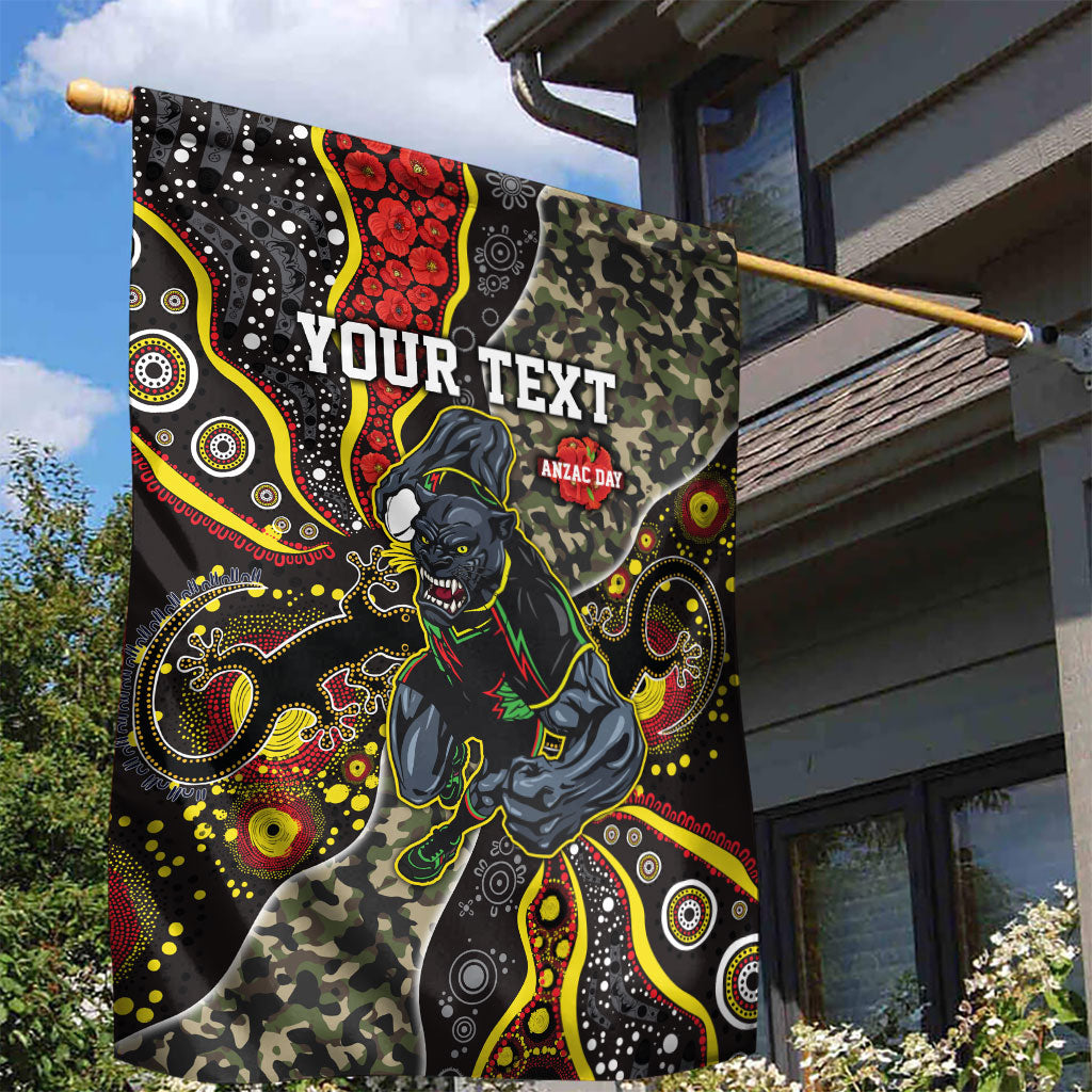 Personalized Penrith Panthers ANZAC Garden Flag Aboriginal Indigenous Poppy Panther Warrior