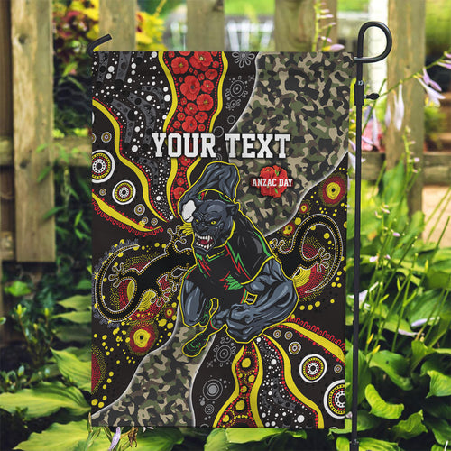 Personalized Penrith Panthers ANZAC Garden Flag Aboriginal Indigenous Poppy Panther Warrior