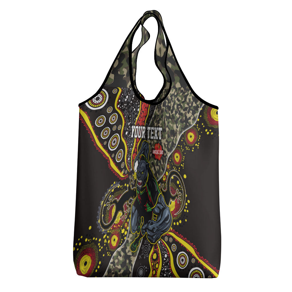 Personalized Penrith Panthers ANZAC Grocery Bag Aboriginal Indigenous Poppy Panther Warrior