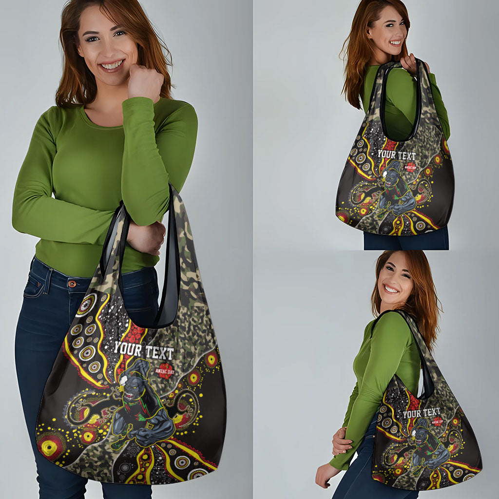 Personalized Penrith Panthers ANZAC Grocery Bag Aboriginal Indigenous Poppy Panther Warrior