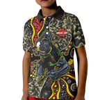 Personalized Penrith Panthers ANZAC Kid Polo Shirt Aboriginal Indigenous Poppy Panther Warrior