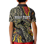 Personalized Penrith Panthers ANZAC Kid Polo Shirt Aboriginal Indigenous Poppy Panther Warrior
