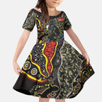 Personalized Penrith Panthers ANZAC Kid Short Sleeve Dress Aboriginal Indigenous Poppy Panther Warrior
