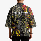Personalized Penrith Panthers ANZAC Kimono Aboriginal Indigenous Poppy Panther Warrior