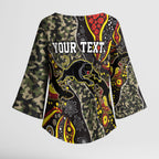 Personalized Penrith Panthers ANZAC Kimono Sleeve Blouse Aboriginal Indigenous Poppy Panther Warrior