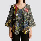 Personalized Penrith Panthers ANZAC Kimono Sleeve Blouse Aboriginal Indigenous Poppy Panther Warrior