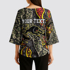 Personalized Penrith Panthers ANZAC Kimono Sleeve Blouse Aboriginal Indigenous Poppy Panther Warrior