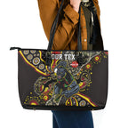 Personalized Penrith Panthers ANZAC Leather Tote Bag Aboriginal Indigenous Poppy Panther Warrior