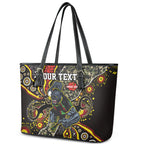 Personalized Penrith Panthers ANZAC Leather Tote Bag Aboriginal Indigenous Poppy Panther Warrior