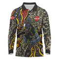 Personalized Penrith Panthers ANZAC Long Sleeve Polo Shirt Aboriginal Indigenous Poppy Panther Warrior