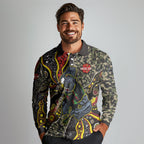 Personalized Penrith Panthers ANZAC Long Sleeve Polo Shirt Aboriginal Indigenous Poppy Panther Warrior