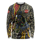 Personalized Penrith Panthers ANZAC Long Sleeve Shirt Aboriginal Indigenous Poppy Panther Warrior