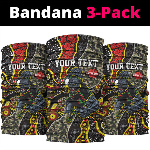 Personalized Penrith Panthers ANZAC Neck Gaiter Aboriginal Indigenous Poppy Panther Warrior