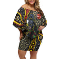 Personalized Penrith Panthers ANZAC Off Shoulder Short Dress Aboriginal Indigenous Poppy Panther Warrior