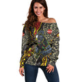 Personalized Penrith Panthers ANZAC Off Shoulder Sweater Aboriginal Indigenous Poppy Panther Warrior