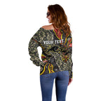 Personalized Penrith Panthers ANZAC Off Shoulder Sweater Aboriginal Indigenous Poppy Panther Warrior
