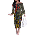 Personalized Penrith Panthers ANZAC Off The Shoulder Long Sleeve Dress Aboriginal Indigenous Poppy Panther Warrior