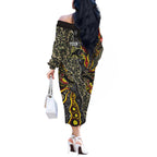 Personalized Penrith Panthers ANZAC Off The Shoulder Long Sleeve Dress Aboriginal Indigenous Poppy Panther Warrior