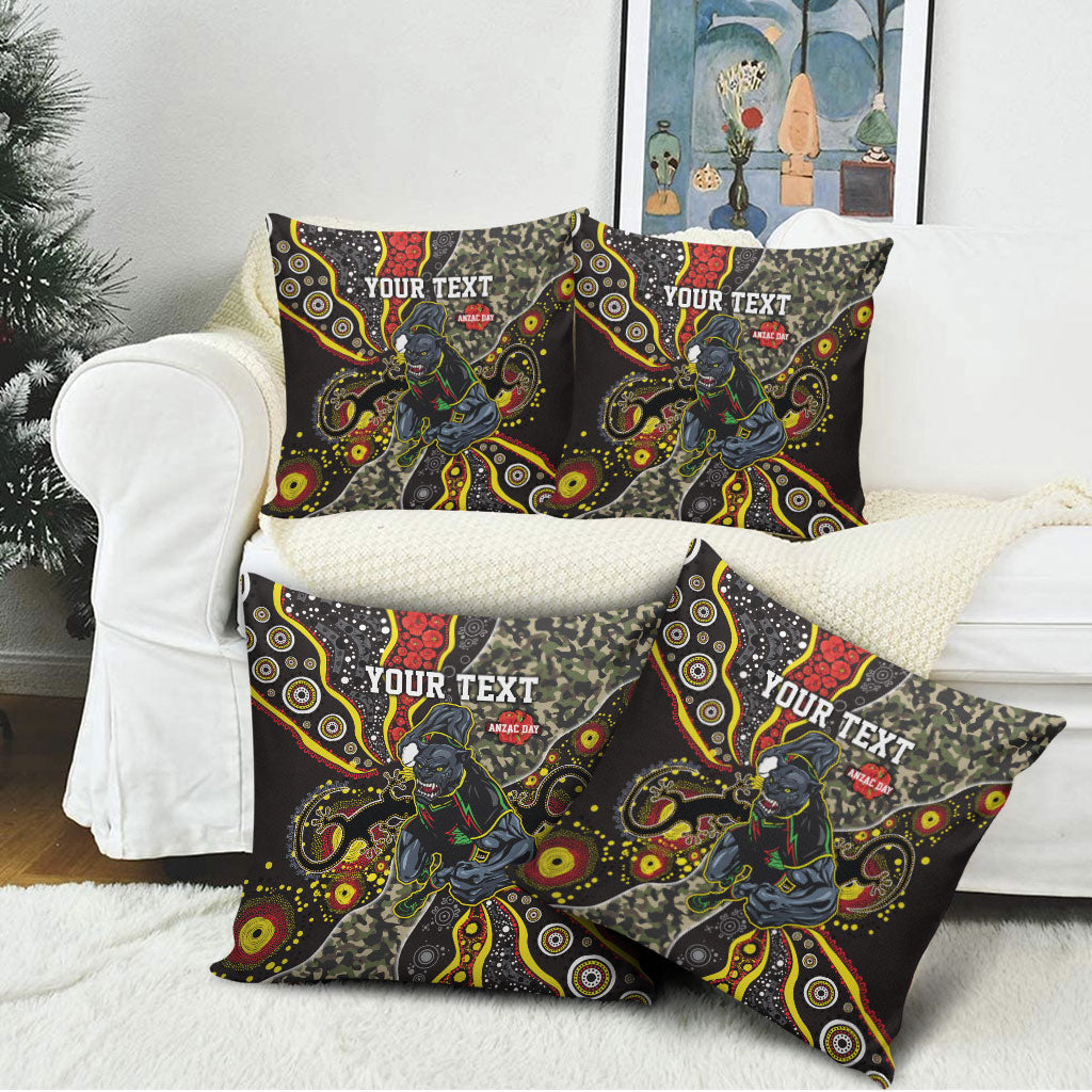Personalized Penrith Panthers ANZAC Pillow Cover Aboriginal Indigenous Poppy Panther Warrior