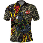 Personalized Penrith Panthers ANZAC Polo Shirt Aboriginal Indigenous Poppy Panther Warrior