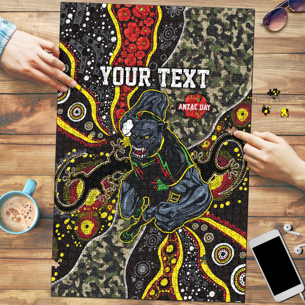 Personalized Penrith Panthers ANZAC Puzzle Aboriginal Indigenous Poppy Panther Warrior