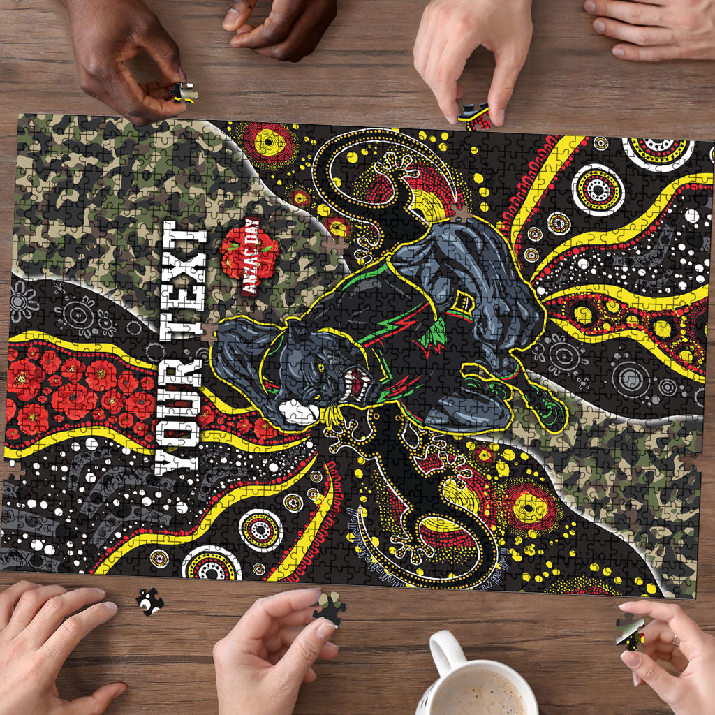 Personalized Penrith Panthers ANZAC Puzzle Aboriginal Indigenous Poppy Panther Warrior
