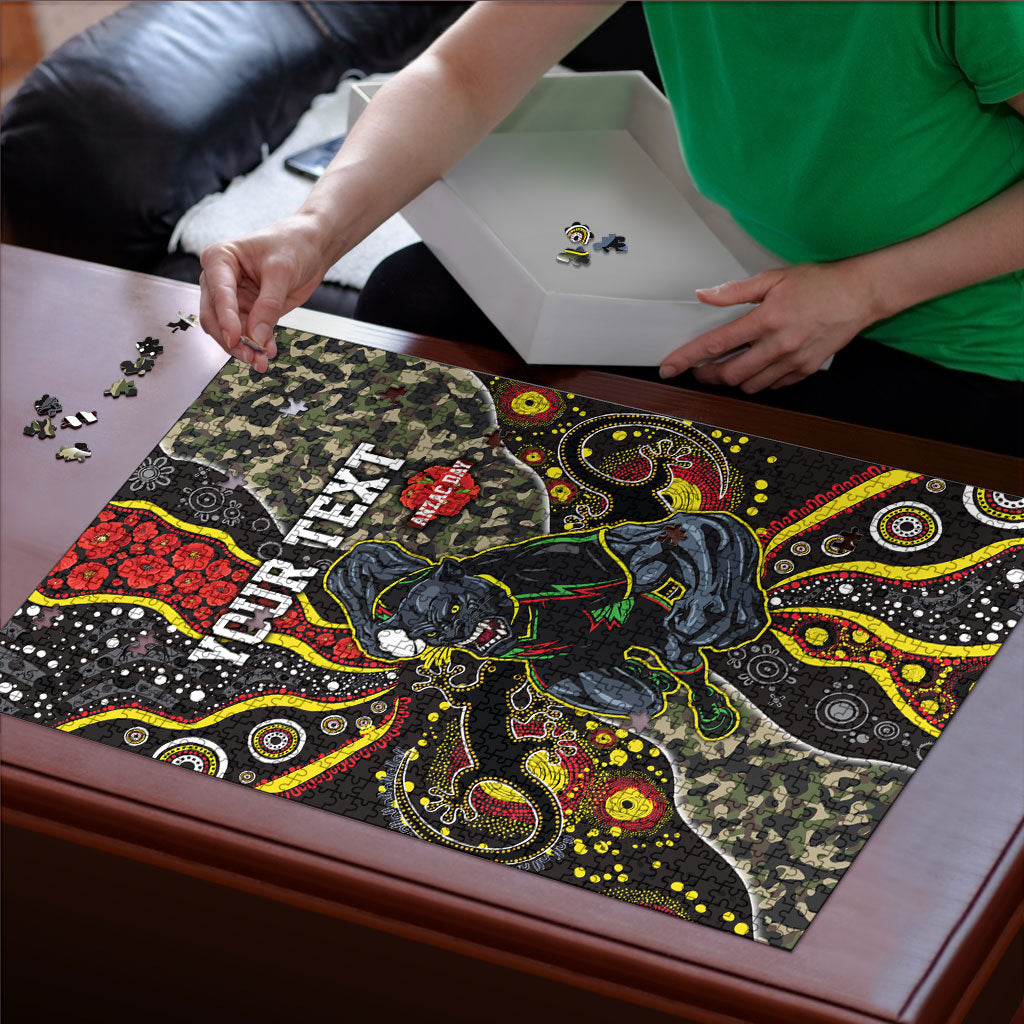 Personalized Penrith Panthers ANZAC Puzzle Aboriginal Indigenous Poppy Panther Warrior