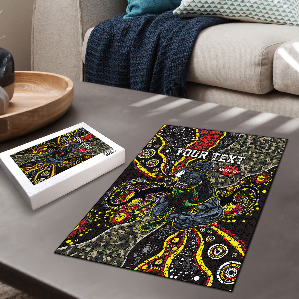 Personalized Penrith Panthers ANZAC Puzzle Aboriginal Indigenous Poppy Panther Warrior