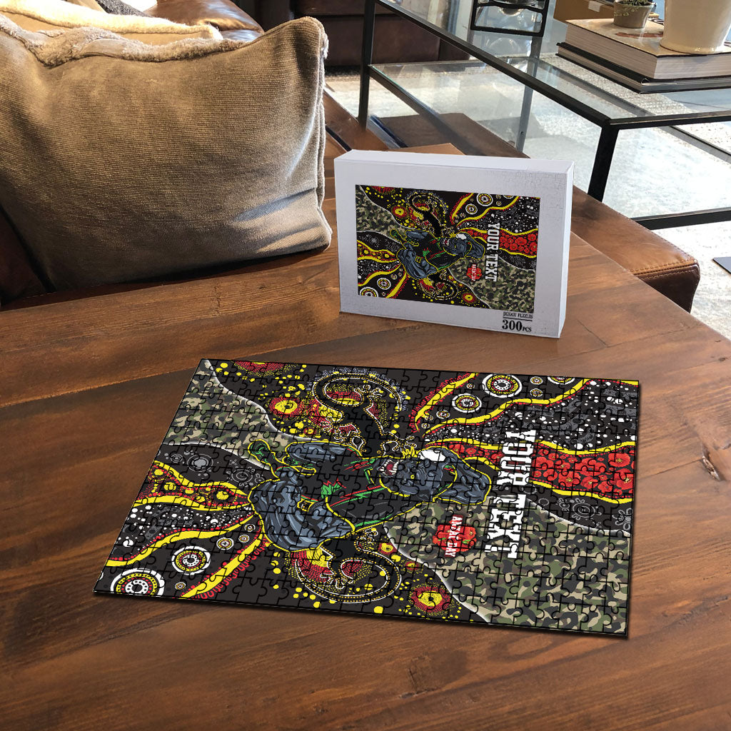 Personalized Penrith Panthers ANZAC Puzzle Aboriginal Indigenous Poppy Panther Warrior