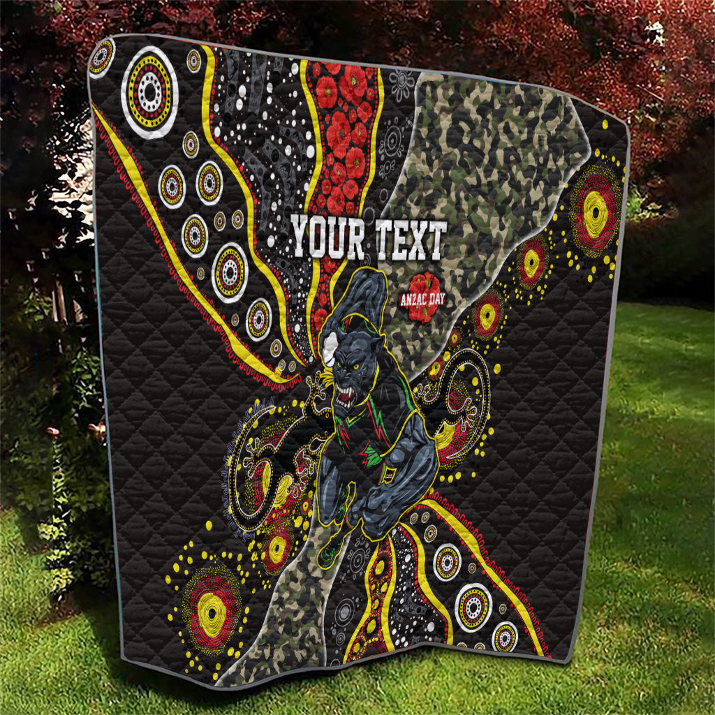 Personalized Penrith Panthers ANZAC Quilt Aboriginal Indigenous Poppy Panther Warrior