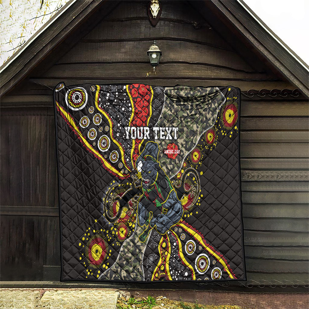 Personalized Penrith Panthers ANZAC Quilt Aboriginal Indigenous Poppy Panther Warrior