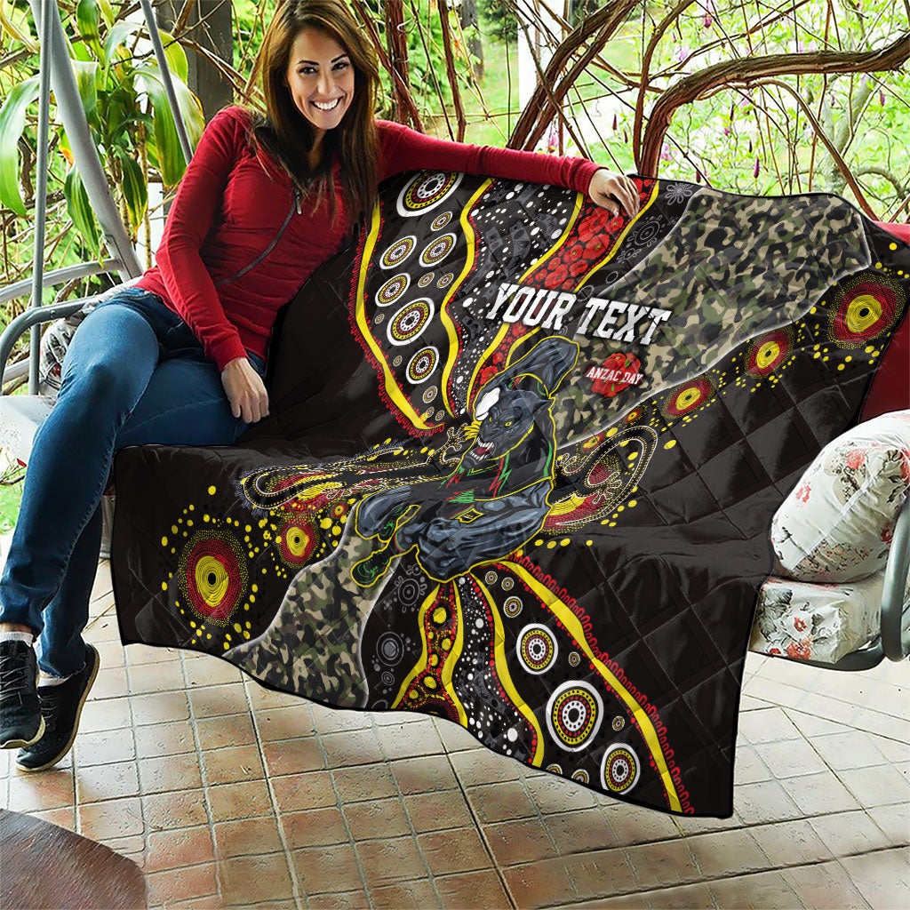 Personalized Penrith Panthers ANZAC Quilt Aboriginal Indigenous Poppy Panther Warrior