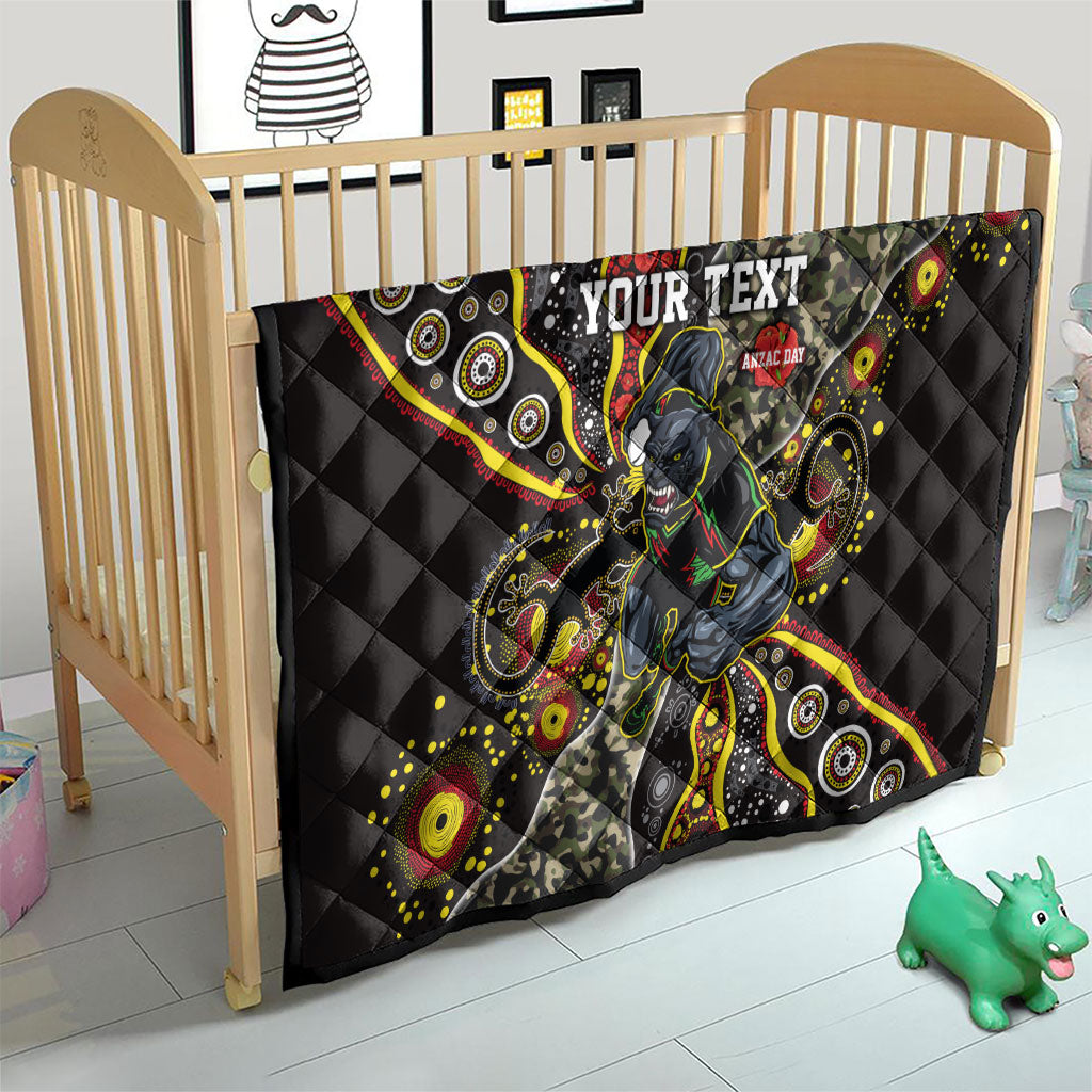 Personalized Penrith Panthers ANZAC Quilt Aboriginal Indigenous Poppy Panther Warrior