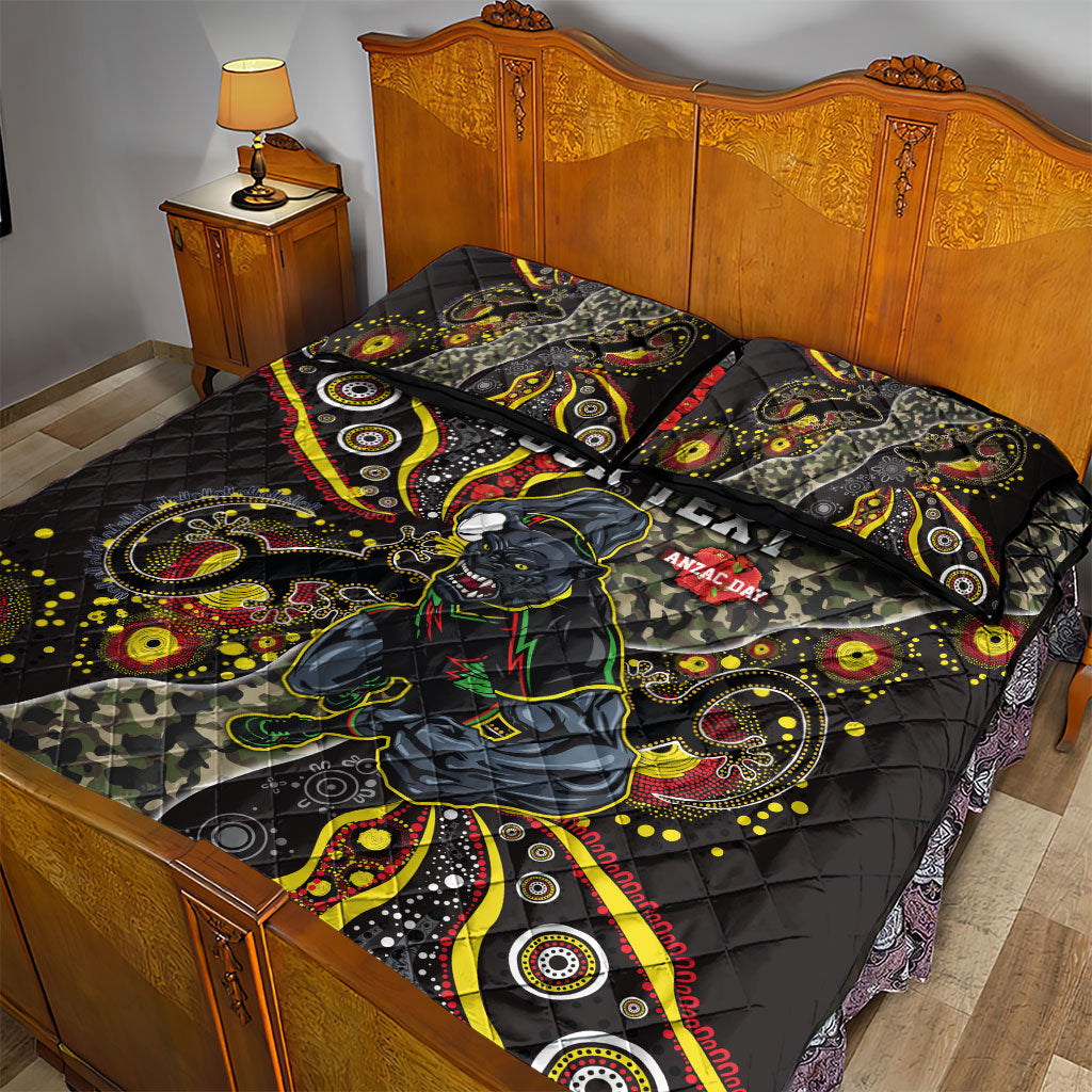 Personalized Penrith Panthers ANZAC Quilt Bed Set Aboriginal Indigenous Poppy Panther Warrior