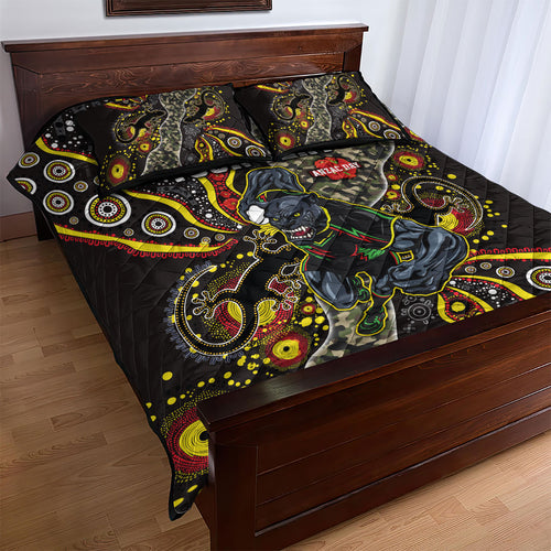 Personalized Penrith Panthers ANZAC Quilt Bed Set Aboriginal Indigenous Poppy Panther Warrior